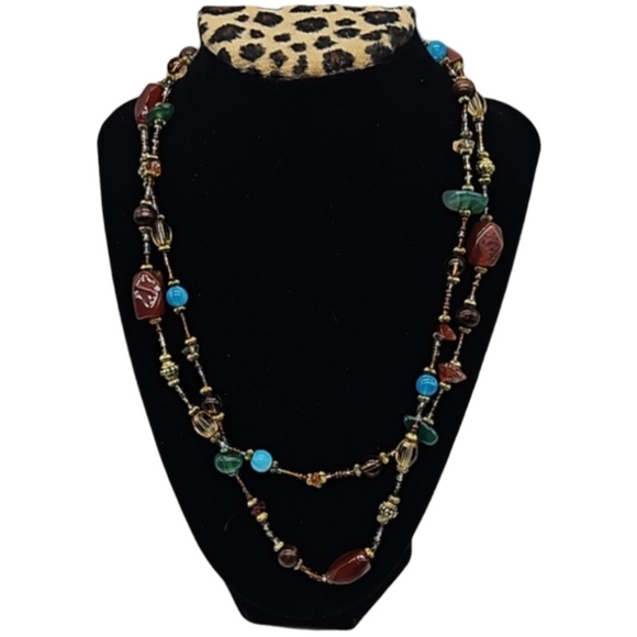 Glass bead single strand necklace 18" L - Picture 3 of 8
